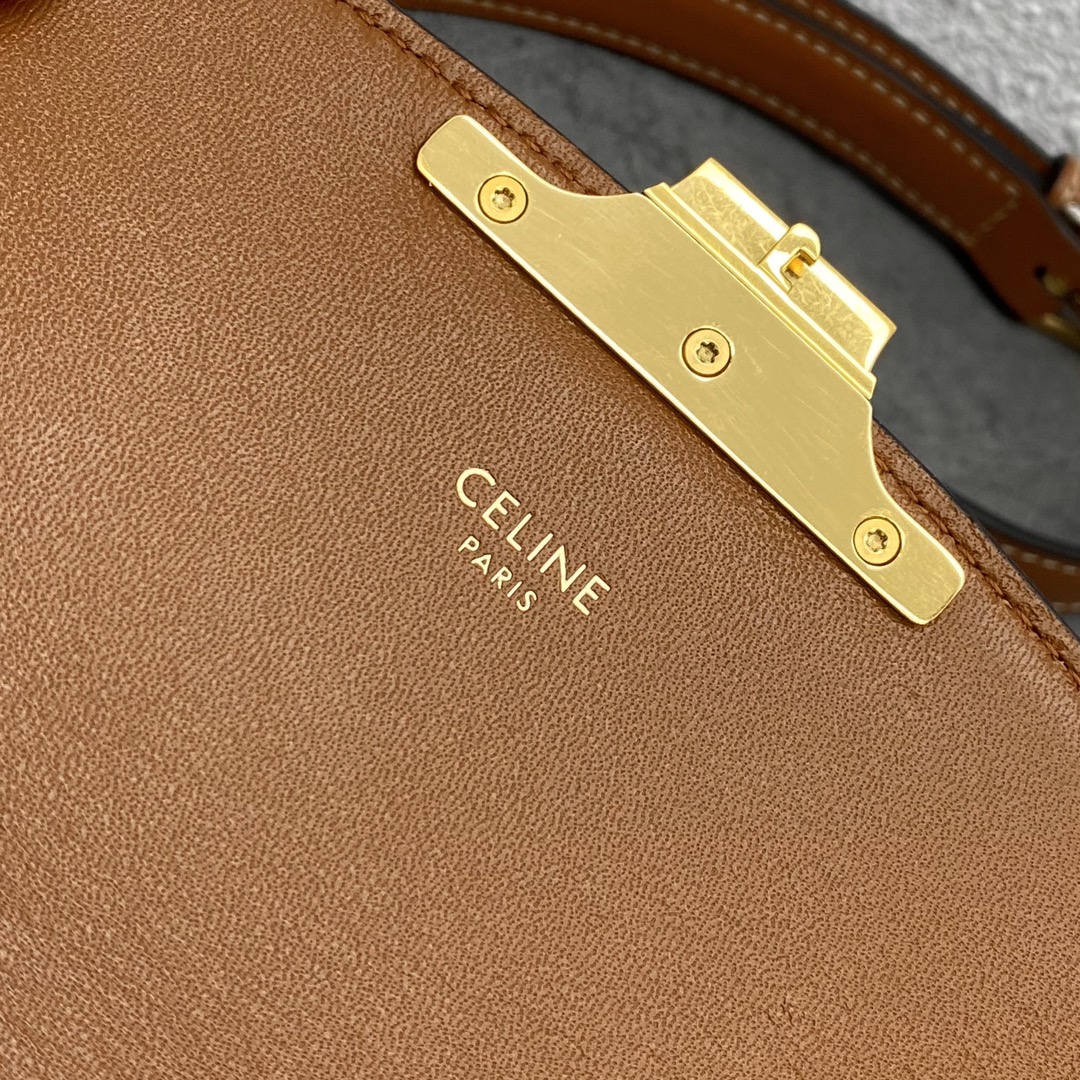 Celine Teen Triomphe Bag In Triomphe Canvas And Calfskin Tan 188423